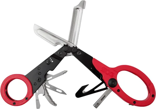 Miniatura 2 de Multiherramienta SOG ParaShears ligera de acero inoxidable para el campo, 11 herramientas con tecnología de palanca compuesta, rojo