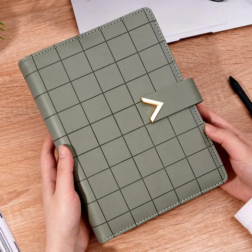 Miniatura 4 de CAGIE Carpeta A5 con 6 anillas rellenable, cuaderno de cuero encuadernado en espiral para planificador de negocios, organizador personal, cuadernos