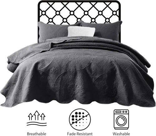 Miniatura 207 de MOONLIGHT20015 Edredón tamaño King (106 x 96 pulgadas) con 2 fundas de almohada (20 x 36 + 2 pulgadas) para todas las estaciones, juego de cama Azul