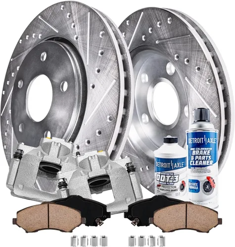 Miniatura 56 de Detroit Axle - Kit de freno delantero para Ford Explorer Mercury Mountaineer 2002-2005 Bujes de rodamiento de rueda perforados y ranurados rotores