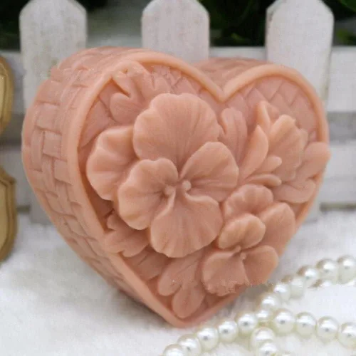 Miniatura 2 de Molde de silicona para bombas de baño, molde para hacer jabón, hecho a mano, manualidades, cera de resina, yeso, arcilla, corazón de flores (14324)
