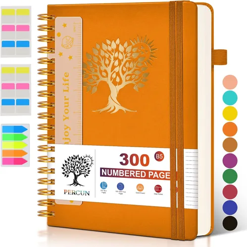 Miniatura 25 de Cuaderno grande en espiral para mujeres y hombres, 300 páginas rayadas numeradas, con rayas universitarias, cuaderno encuadernado en espiral de tapa