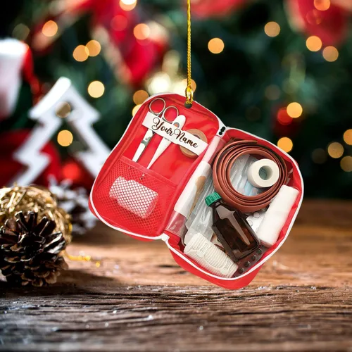 Miniatura 3 de Adorno de Navidad paramédico EMS personalizado, decoración de árbol con nombre personalizado para socorristas, profesionales médicos, regalo
