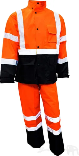 Miniatura 7 de New York Hi-Viz Workwear RK Safety RW-CLA3 Clase 3 Traje de lluvia, chaqueta, pantalones de alta visibilidad, fondo negro reflectante