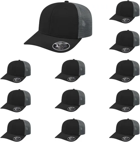 Miniatura 116 de Cap America i8502 Flexfit 110 Premium - Gorra de camionero de perfil medio con 6 paneles de malla trasera con protección UV y cierre ajustable Azul