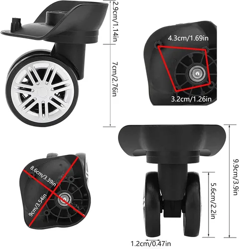 Miniatura 2 de Reemplazo de rueda de equipaje 1 par de accesorios de repuesto de equipaje repuesto de ruedas de maleta A03 ruedas de equipaje barra de dibujo