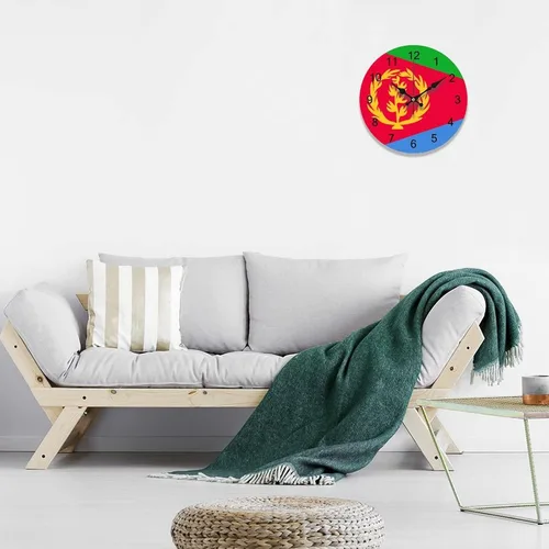 Miniatura 3 de The Flag of Eritrea - Reloj de pared patriótico de 9 pulgadas, funciona con pilas, silencioso, sin tictac, números arábigos, decoración moderna