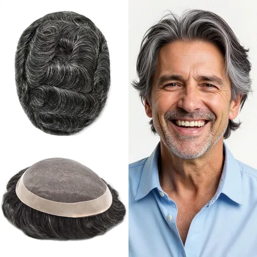 Miniatura 48 de Mens Toupee Hair Piece For Men Fine Mono Men Hair System Toupee For Men Hair Piece Real Human Hair System For Men Protesis Capilar Para Hombre 6x9