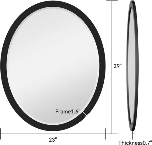 Miniatura 6 de LYYYXGYP Espejo de pared ovalado de 23 x 29 pulgadas, marco de metal negro mate, espejos decorativos para montaje en pared, para tocador, baño
