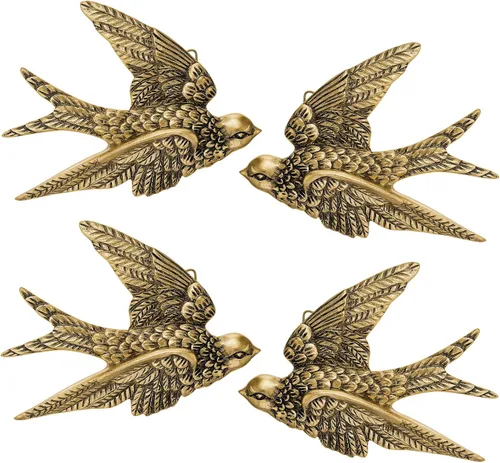 Miniatura 15 de Kathfly 2 piezas de escultura de pared vintage de resina dorada 3D, decoración de pared de latón dorado flotante para sala de estar, jardín al aire