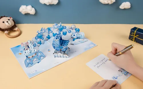 Miniatura 7 de Tarjetas de baby shower para niños, tarjeta de bautismo, tarjeta para bebés nuevos de 6 x 8 pulgadas, tarjetas de regalo, regalos emergentes