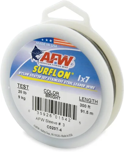 Miniatura 11 de Alambre de pesca americano Surflon recubierto de nailon 1x7 de acero inoxidable, línea líder de pesca para agua salada, prueba de 10 libras - prueba