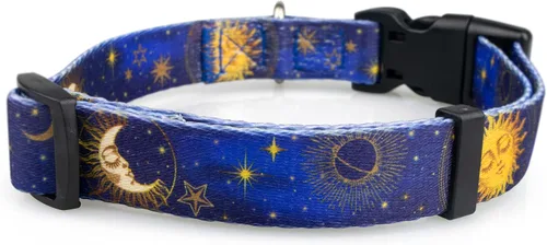 Miniatura 2 de Limeloot Collar de Perro Celestial Luna para Perros Grandes, Collar para Perro Macho o Hembra con Luna, Estrellas y Cielo, Grande Luna Celestial
