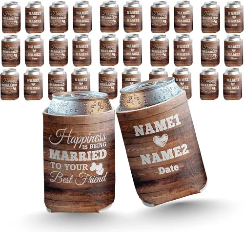 VictoryStore Enfriadores de latas y bebidas: la felicidad es estar casado con tu mejor amigo Enfriadores de latas de boda