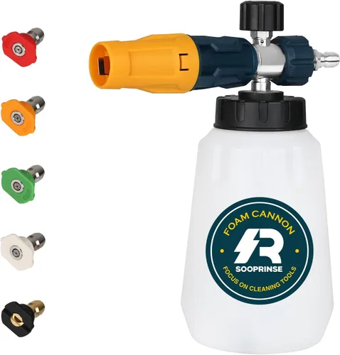 Miniatura 12 de Sooprinse Pistola de lavado a presión corta con cañón de espuma, pistola de lavado de alta presión, lanza de espuma de nieve con conector rápido