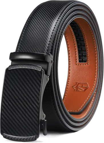 Zitahli Cinturón para hombre, vestido de cinturón de trinquete con cuero de primera calidad de 1 38 pulgadas, cinturón deslizante con hebilla