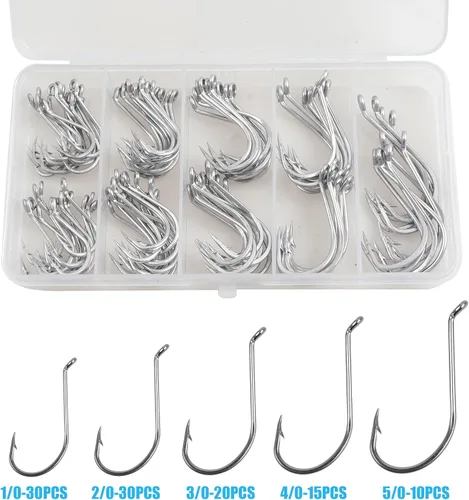 Miniatura 6 de Octopus Beak Hooks, 60pcs/100pcs Stainless Steel Saltwater Fishing Hooks, Suicide Bait Jig, Big Game, Offset Circle Hooks 10