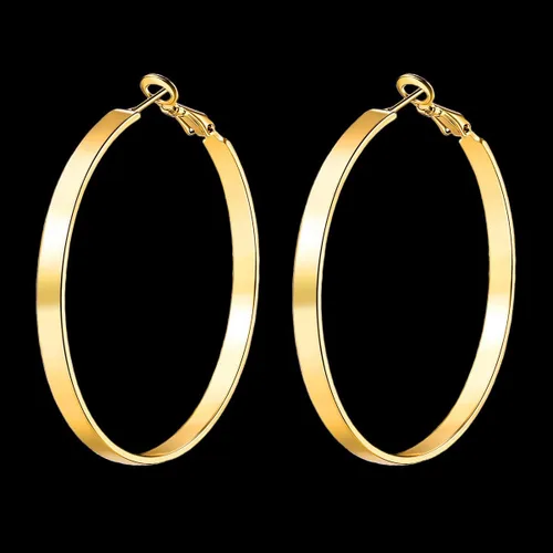 Miniatura 6 de Aretes de aro chapados en oro de 18 quilates, aretes redondos