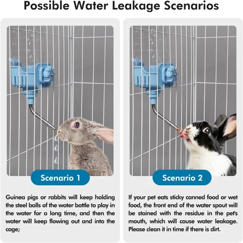 Miniatura 3 de Vannon Dispensador de Agua para Animales Pequeños para Jaula, Botella de Agua Automática de 25oz para Conejos, Chinchillas, Hurones, Cobayas, Gris
