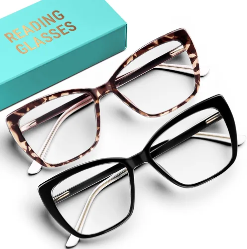 Miniatura 9 de CCVOO Lentes de lectura de moda para mujer, lectores de luz azul de gran tamaño, anteojos de tramposos, elegantes anteojos cuadrados de ojo de gato