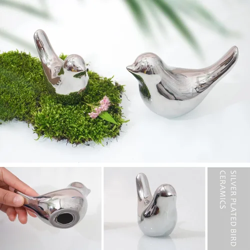 Miniatura 7 de Estatuas de pájaros de plata Notakia, decoración del hogar, estilo moderno, adornos decorativos para decoración de mesa plateada, sala de estar, 2