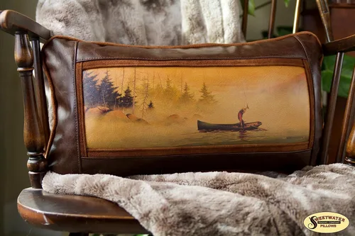 Miniatura 4 de Sweetwater Trading Company Almohadas decorativas artísticas de cuero de lujo, decoración del hogar, almohadas de sofá (bandera americana)
