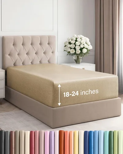 Miniatura 8 de Sábana bajera ajustable extra profunda tamaño completo – Sábana bajera individual de lujo para hotel únicamente – Se adapta fácilmente a colchones