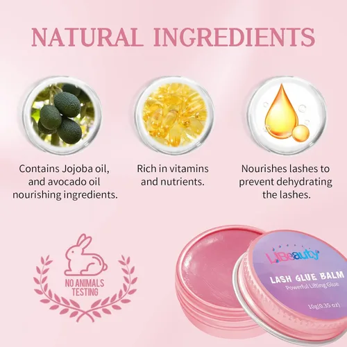 Miniatura 3 de Libeauty - Bálsamo adhesivo para elevación de pestañas, adhesivo fuerte pegajoso con sabor a fruta para permanente de pestañas y cejas, bálsamo