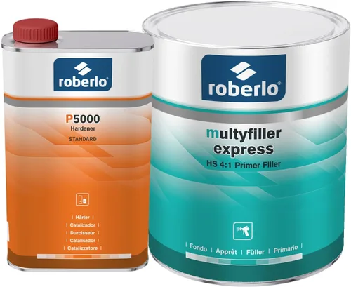 Roberlo Multyfiller Express - Relleno de imprimación acrílica gris claro para reparación de automóviles, secado rápido, se adhiere al relleno de la