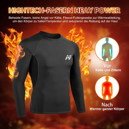 Miniatura 31 de MEETWEE Paquete de 4/5 camisas de compresión térmica para hombre, manga larga, forro polar, capa base, equipo de entrenamiento de invierno