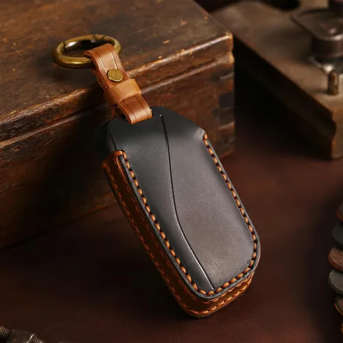 Miniatura 4 de OLLEN Funda para llavero de cuero genuino sin tornillos para BMW 2023-2025 ~ en adelante, Nueva serie 5/7, 740i, 760i, X1, X2, X3, X5, X6, X7, XM