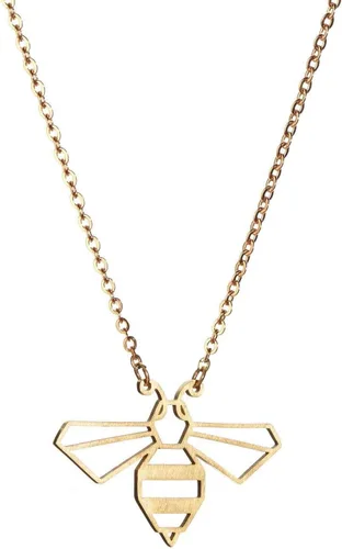 La Menagerie Bee Gold Origami Jewelry - Collar de cadena geométrica de oro - Collar de oro chapado de 18 quilates para mujeres y niñas - Elegante