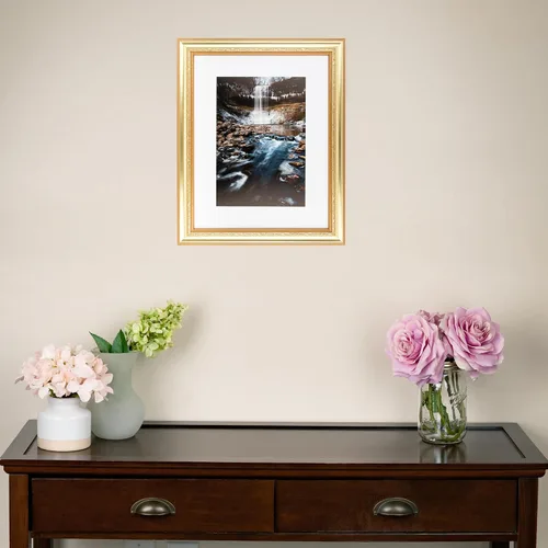 Miniatura 5 de ArtToFrames Marco de fotos dorado de 4 x 37 pulgadas, este marco de póster de madera personalizado de 1.50 pulgadas tiene motas doradas, ideal