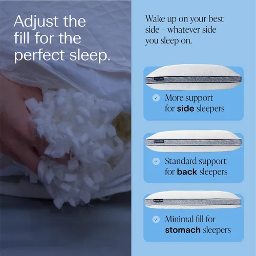 Miniatura 6 de DreamyBlue Almohada de Zafiro con Refuerzo • Loft Ajustable, Funda de Lujo, Relleno de Espuma Viscoelástica Triturada con Cuentas de Enfriamiento •