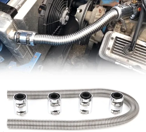 Miniatura 9 de Manguera de radiador de acero inoxidable de 36 pulgadas, adaptador universal flexible de mangueras de agua, kit de manguera de radiador de Negro
