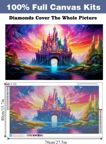 Miniatura 2 de ijbnhd Castillo de pintura de diamante 5D, kits de pintura de diamantes grandes para adultos, cielo estrellado de bricolaje, taladro completo