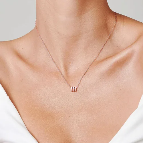 Miniatura 3 de MONOOC - Collares con inicial minúscula para mujeres y niñas, chapado en oro de 14 quilates, minimalista personalizado con nombre con monograma