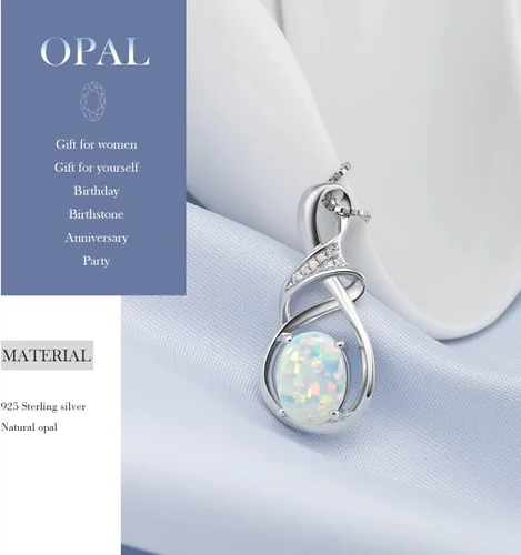 Miniatura 3 de HXZZ Joyería fina con piedra natal para mujer, piedras preciosas naturales, topacio amatista, ópalo, granate, peridoto y citrino, plata de ley