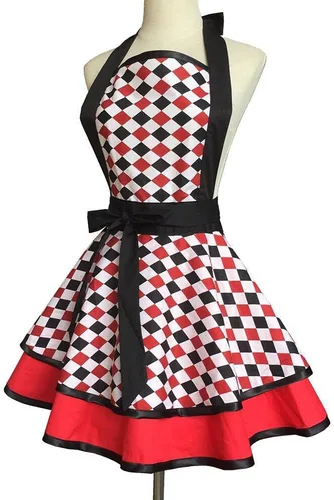 Miniatura 3 de Hyzrz Delantales lindos hechos a mano de algodón estilo retro para mujeres y niñas, delantal de cocina para pasteles, para regalo de madre Varios