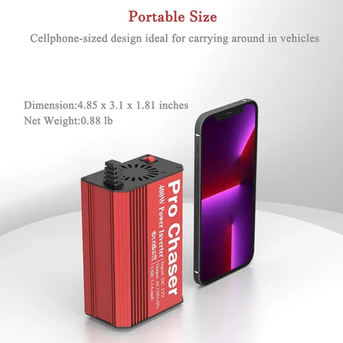 Miniatura 2 de Pro Chaser - Inversor de corriente para auto de 400W – Convertidor DC 12V a AC 110V con salidas AC dobles y puertos USB de 6.2A, ideal para viajes