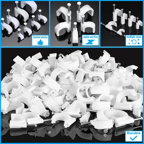 Miniatura 7 de 400 clips de cable de 4/6/8/0.394 in con clips de cable Ethernet de acero, clips de cable de cable, tachuelas de cable, clavos de cable, clips
