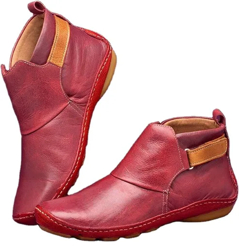 Miniatura 41 de Ladmiple Botas de tobillo para mujer, sin tacón, casual, con cremallera lateral, botas cortas vaqueras occidentales, zapatos para caminar V-Caqui