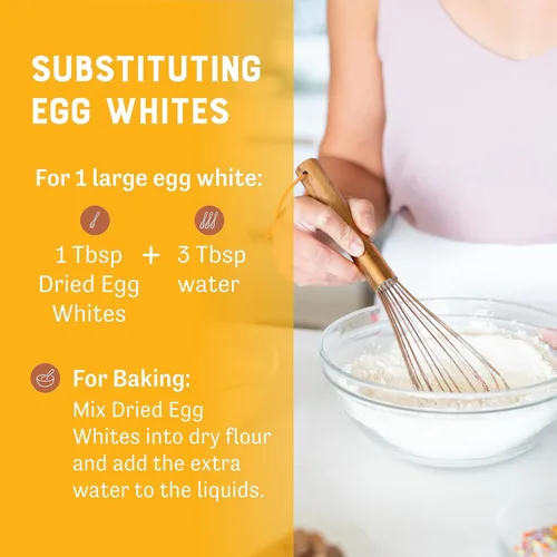 Miniatura 5 de 1 libra / 16 onzas de claras de huevo deshidratadas, sin OMG, pasteurizadas, fabricado en Estados Unidos, 1 ingrediente aditivo, producidos