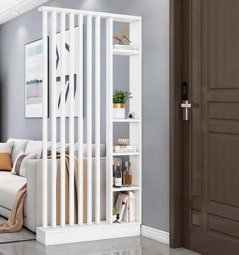 Miniatura 15 de Divisor de habitación de piso a techo con estantes, pantalla de división independiente, muebles divisores de habitación de estilo industrial