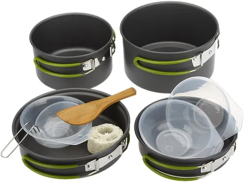Miniatura 2 de Lixada Utensilios de cocina para camping, juego de ollas y sartenes, juego de ollas y sartenes, ollas ligeras, equipo de cocina para mochileros