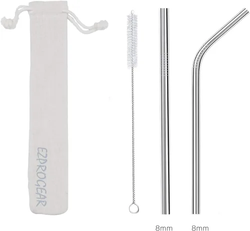 Miniatura 3 de Ezprogear – Vaso con aislamiento al vacío de doble pared de acero inoxidable, con pajilla y asa Azul marino gris