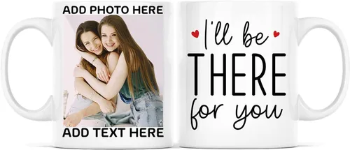 Miniatura 15 de Taza de café con texto en inglés "Because Of You I Laugh", regalo para mujeres, mejores amigas, mejores amigas, tazas personalizadas de amistad