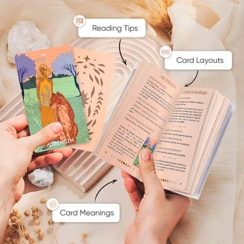 Miniatura 6 de Wyspell Baraja de tarot femenina - Cartas de tarot sin bordes con libro guía para principiantes - Juego de cartas para principiantes