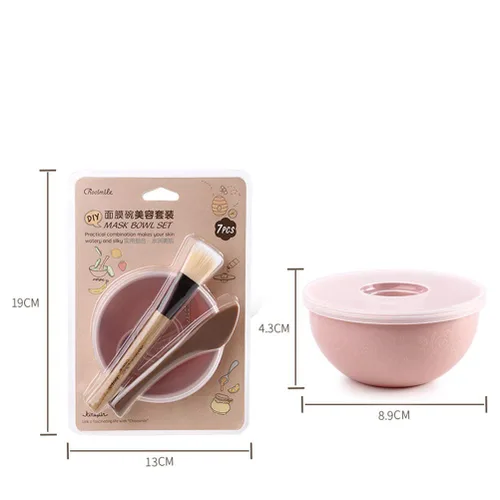 Miniatura 8 de Máscara facial de bricolaje Tazón de mezcla Cepillo Cuchara Stick Herramienta Cuidado de la Cara Set para las Mujeres 7pcs
