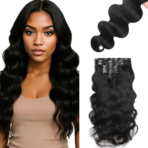 Miniatura 14 de Extensiones de cabello lacio italiano Yaki con clip, cabello humano Remy real, grado 8A, grueso, virgen, 4C, afroamericanos, cabeza completa